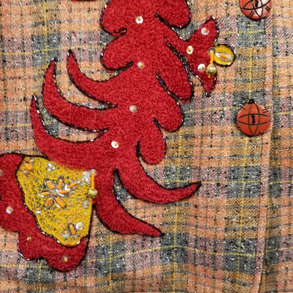 Vintage Alex Kim Jacket Women 2X Plaid Beaded Art to Wear Mandarin Collar Blazer - Picture 6 of 10